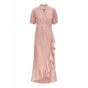 Karmamia Iris Dress Rose Jacquard Wrap Midi Ruffle DetailNWT - 2 -Size S/M